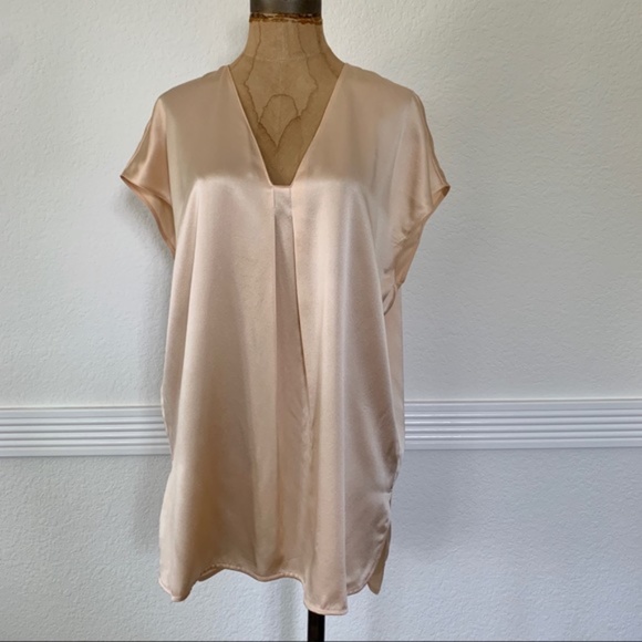 Vince Tops - Vince Silk Popover Top - Peach Sz M